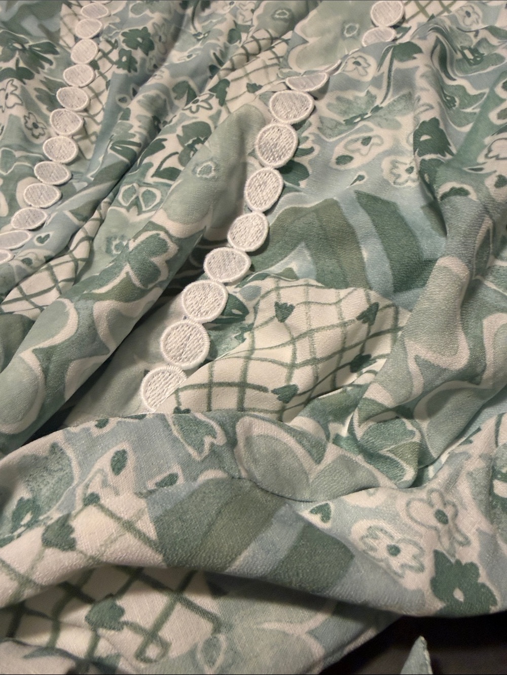 Altar'd State Sage & White Patchwork Maxi Dress with Crochet Straps - Picture 5 of 5